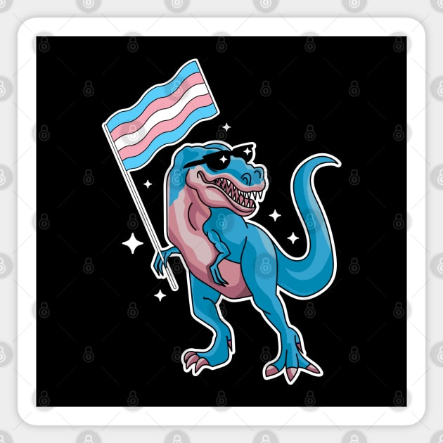 Transgender Dinosaur Trans Pride TRex Waving the Trans Flag Sticker by OrangeMonkeyArt